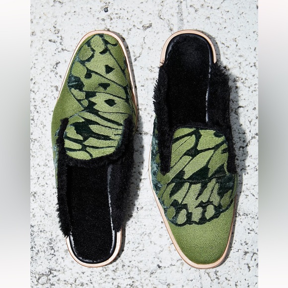 NIB FREE PEOPLE Butterfly Effect Mule Green Shoes - Picture 1 of 9